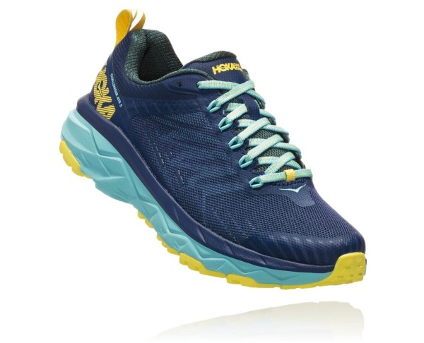 Hoka One One Challenger ATR 5 Womens UK - Blue / Green Trail Running Shoes - HXBLQ8563